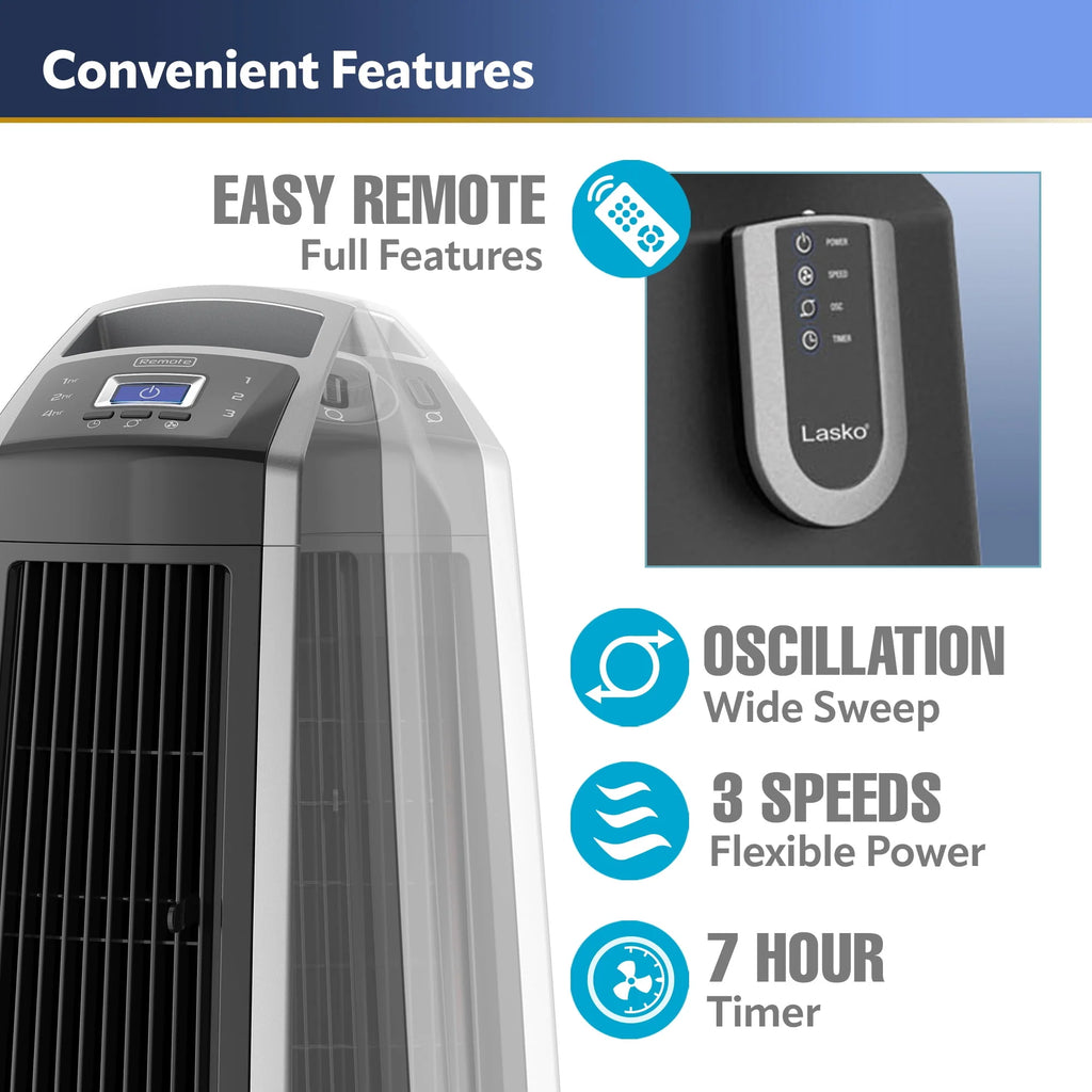 High Velocity Oscillating Tower Fan with Remote Control S607