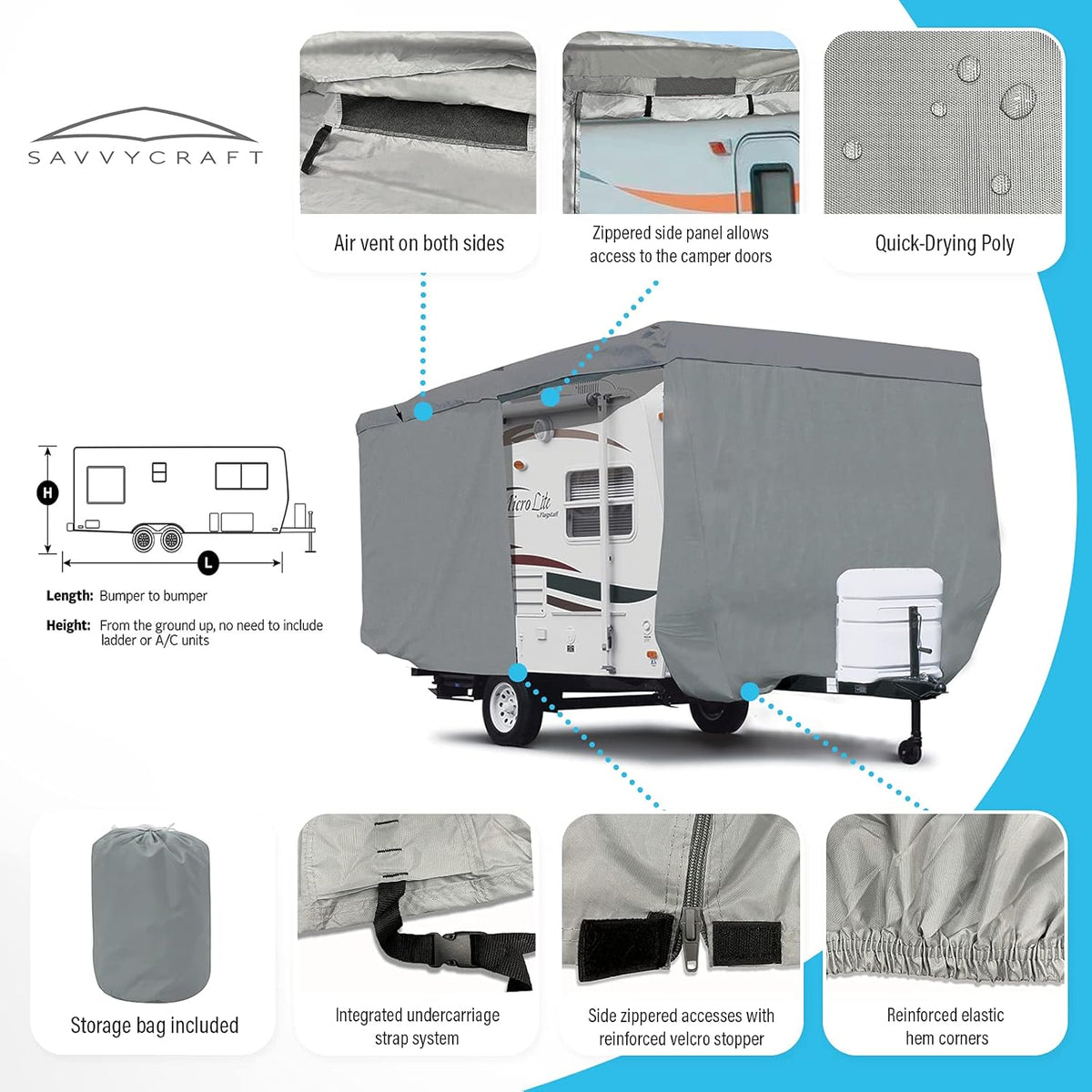 Travel Trailer RV Cover with Access Panels B345