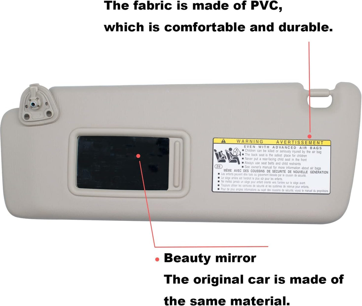 Beige Sun Visor Compatible Toyota Highlander 2004-2007 Pack of 2 A16750