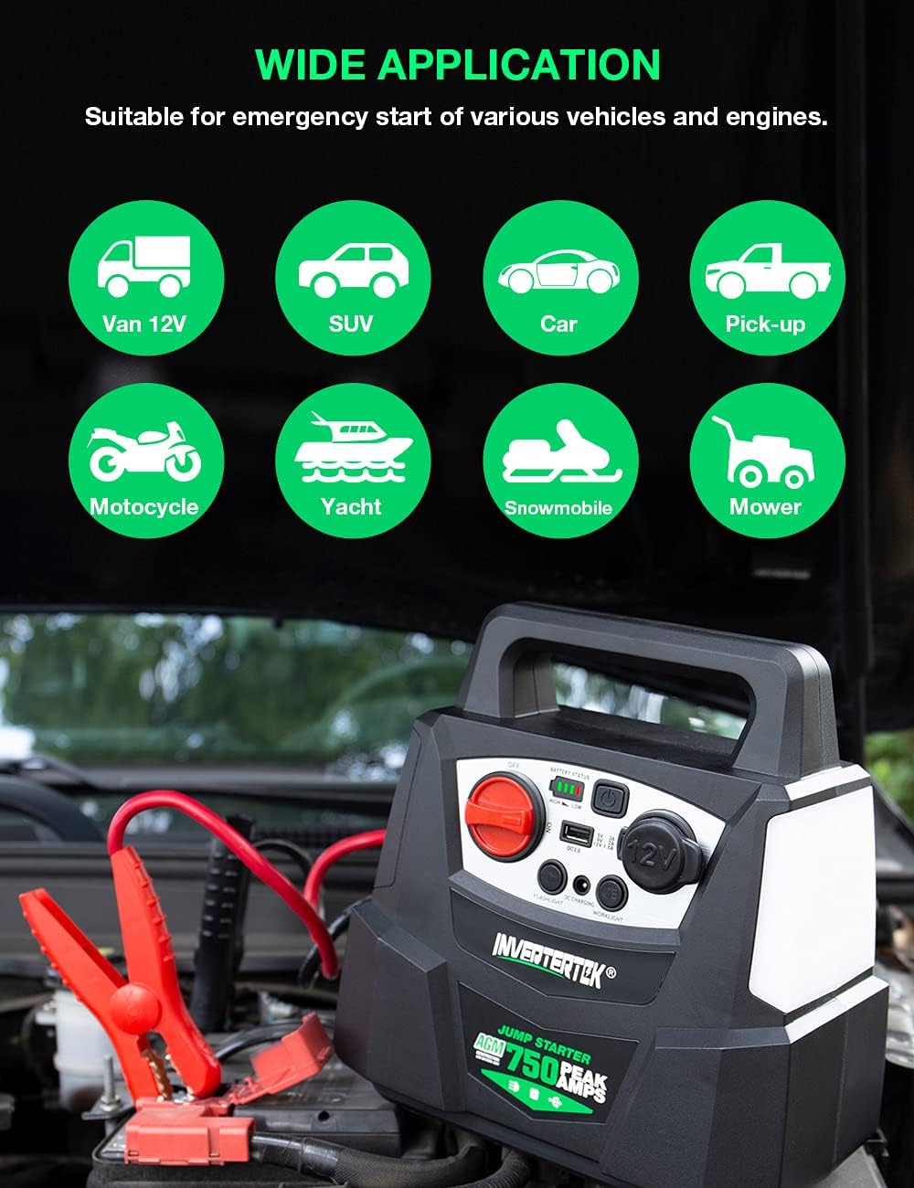 12V Portable Car Jump Starter USB Power Bank Charger Y91974