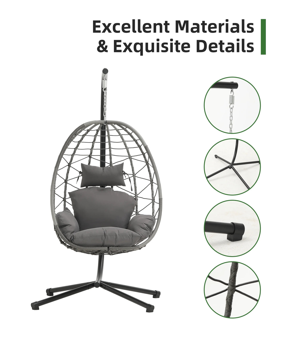 Indoor Outdoor Egg Swing Chair with Soft Cushion C786