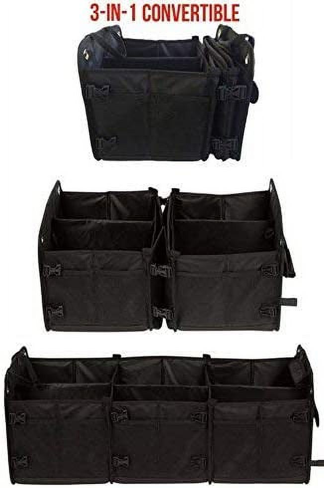 Convertible 3 Compartment SUV Trunk Organizer with Cover, Black L736807