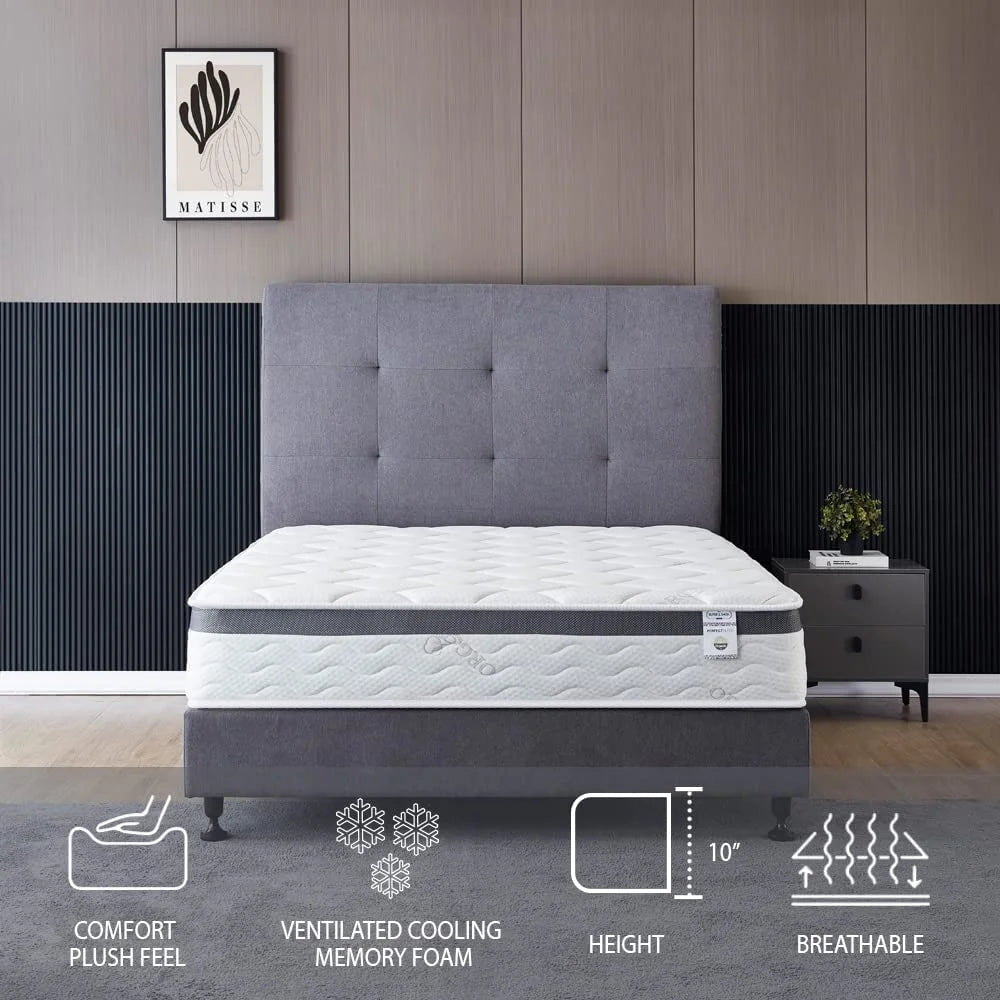 Twin Size 10 Inch Memory Foam Spring Hybrid Mattress W98267