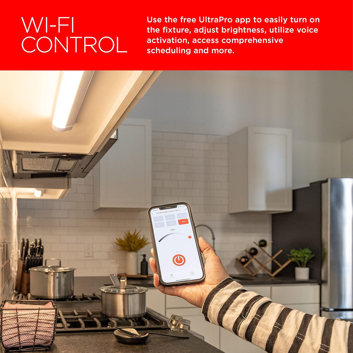 LED 36in Wi-Fi Smart Under Cabinet Lighting Fixture, Dimmable, Plug-in, Linkable, 2700K E578
