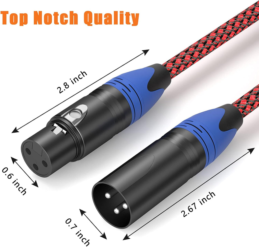 10Pack 6ft Nylon Braided XLR Male to Female Microphone Cable F415