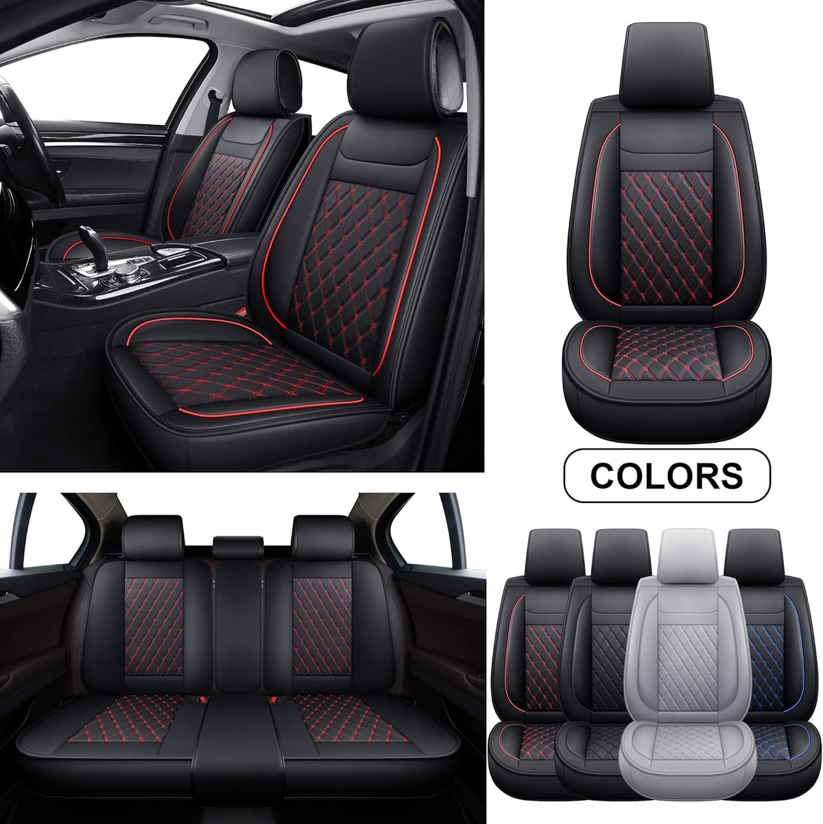 Full Set Faux Leather Car Seat Covers Y1271