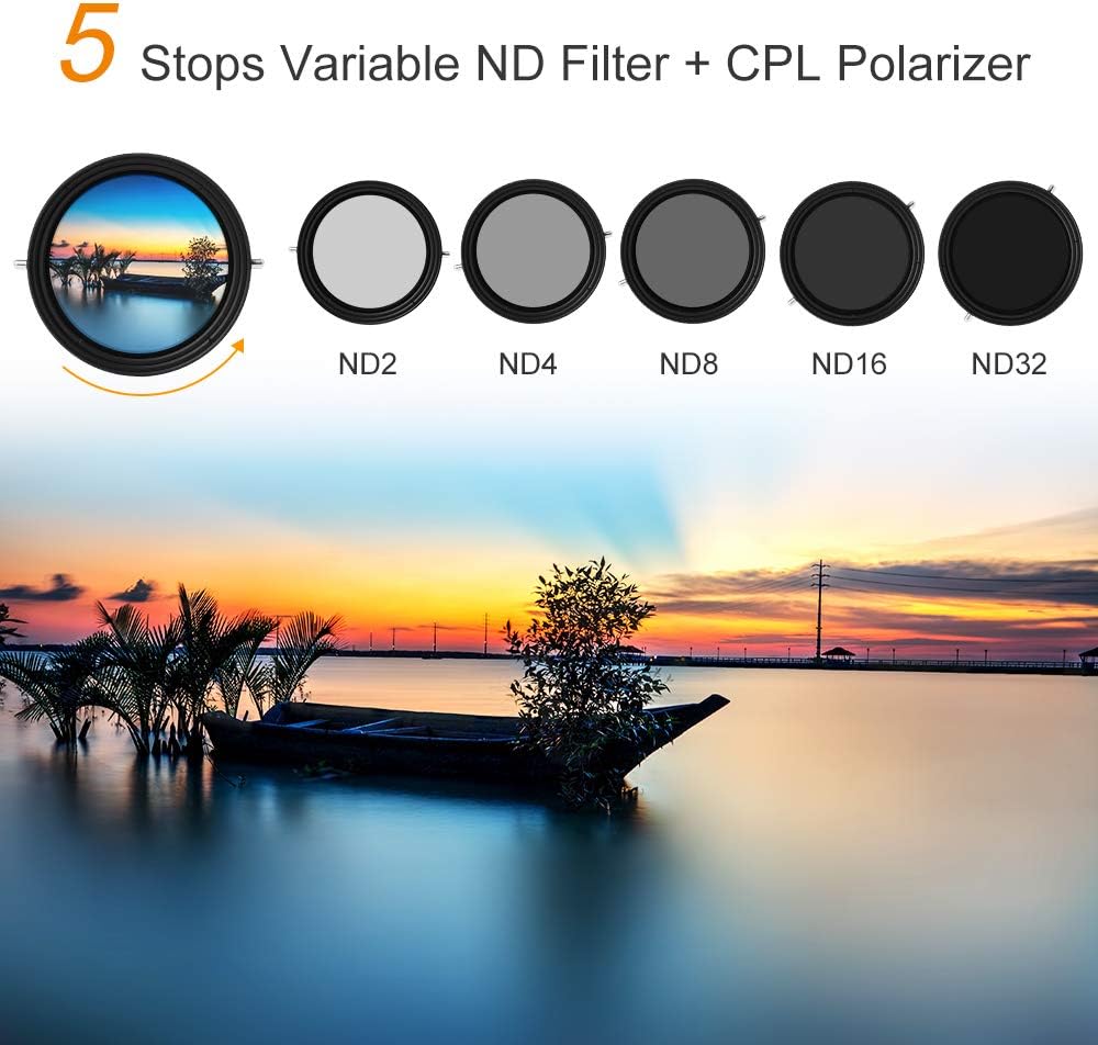 58mm Variable ND and CPL 2 in 1 Camera Lens Filter U933715