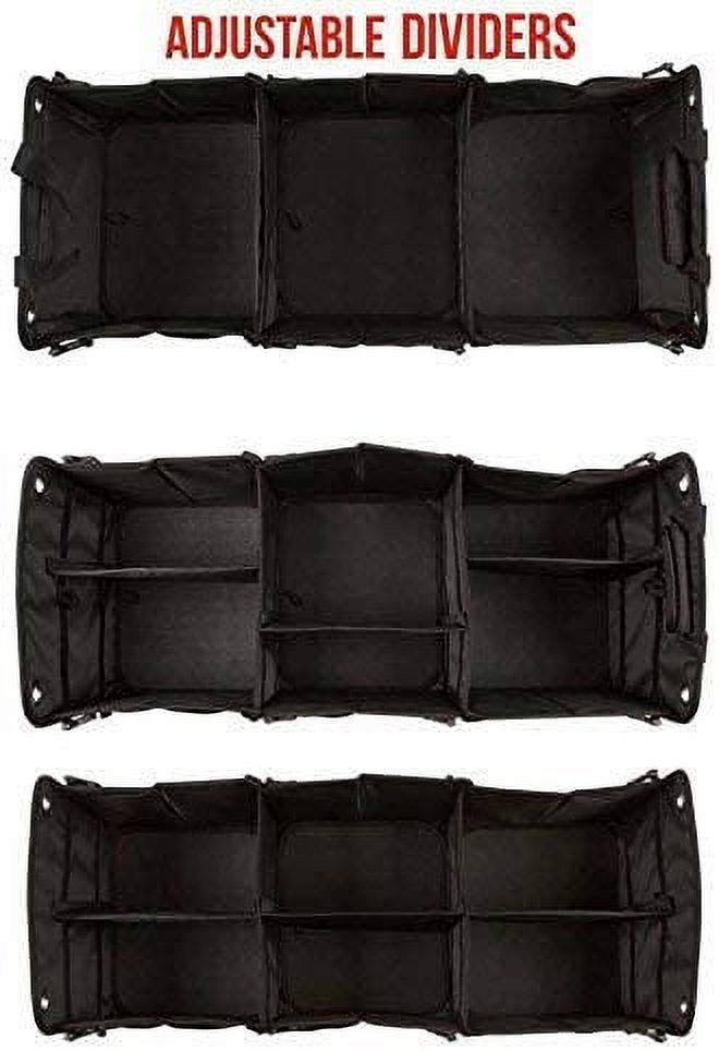 Convertible 3 Compartment SUV Trunk Organizer with Cover, Black L736807