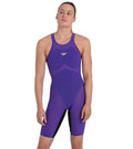 Violet/Black Open Back Kneeskin Tech Suit Swimsuit L810