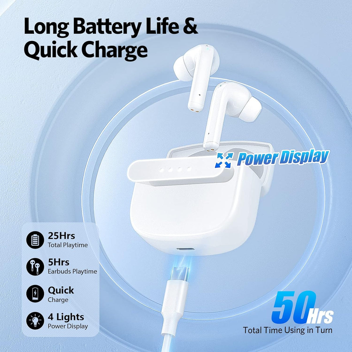 Active Noise Cancelling Bluetooth Wireless Earbuds H518954