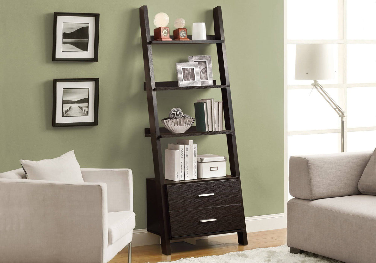 White Particle Board Bookcase with 2 Storage Drawers C444324
