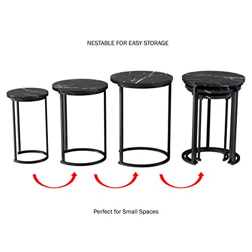 Set of 3 Round Faux Marble Nesting Tables D8756