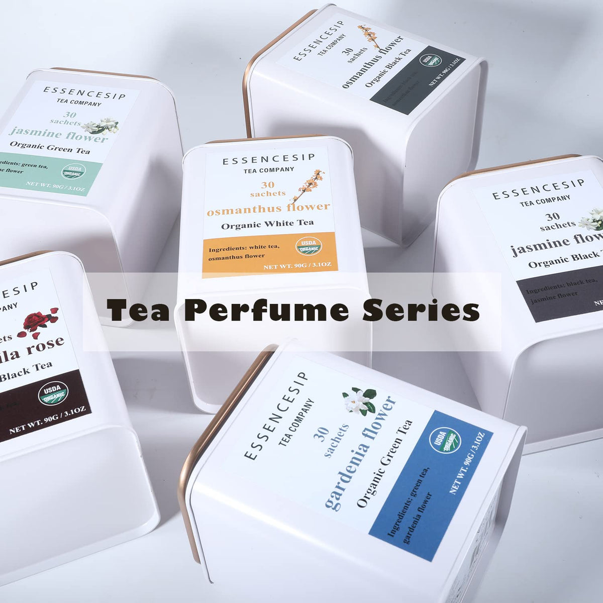 Organic Osmanthus Black Tea Bags, 30 Sachets in Tea Tin N8926
