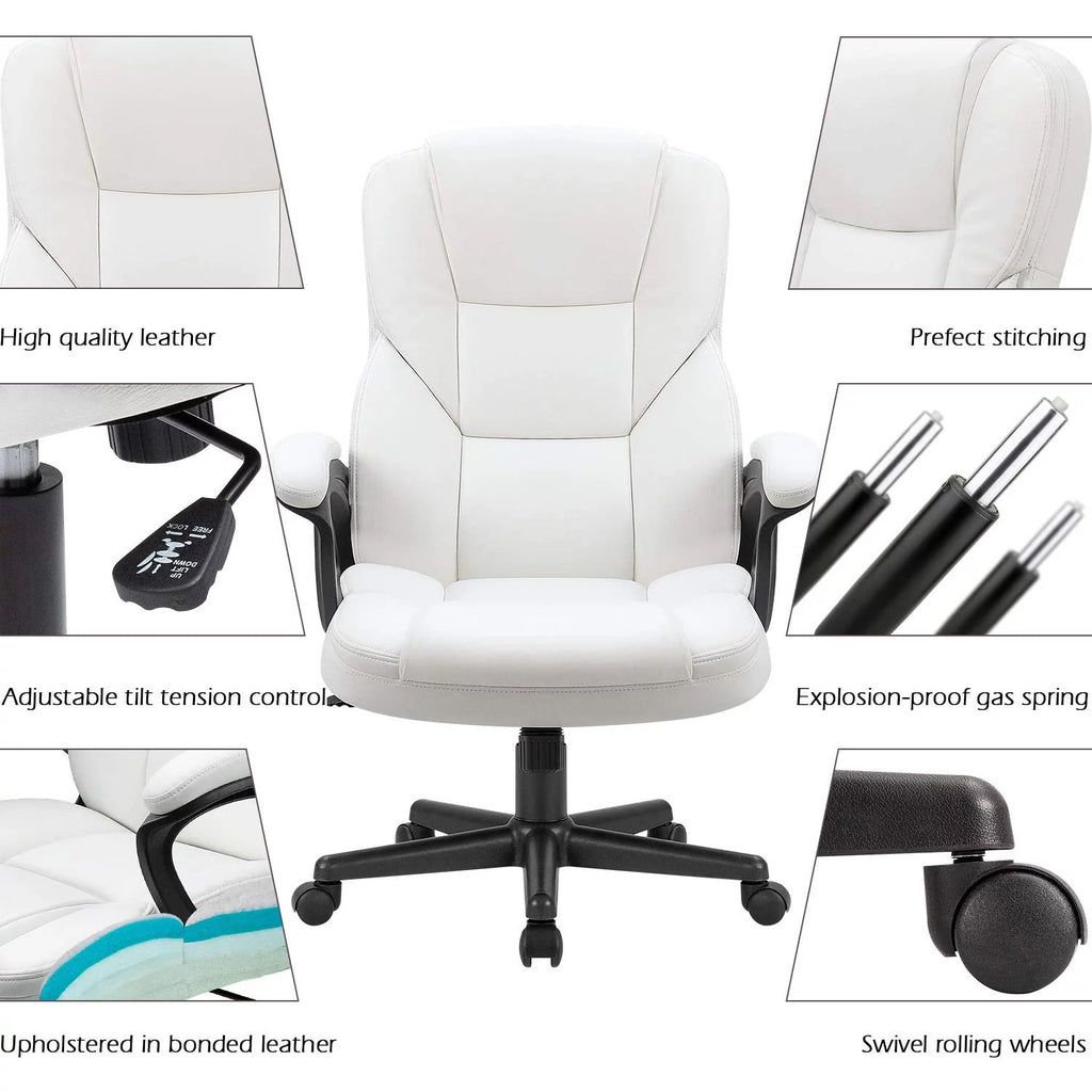 Black Faux Leather High-Back Executive Office Chair with Lumbar Support P869