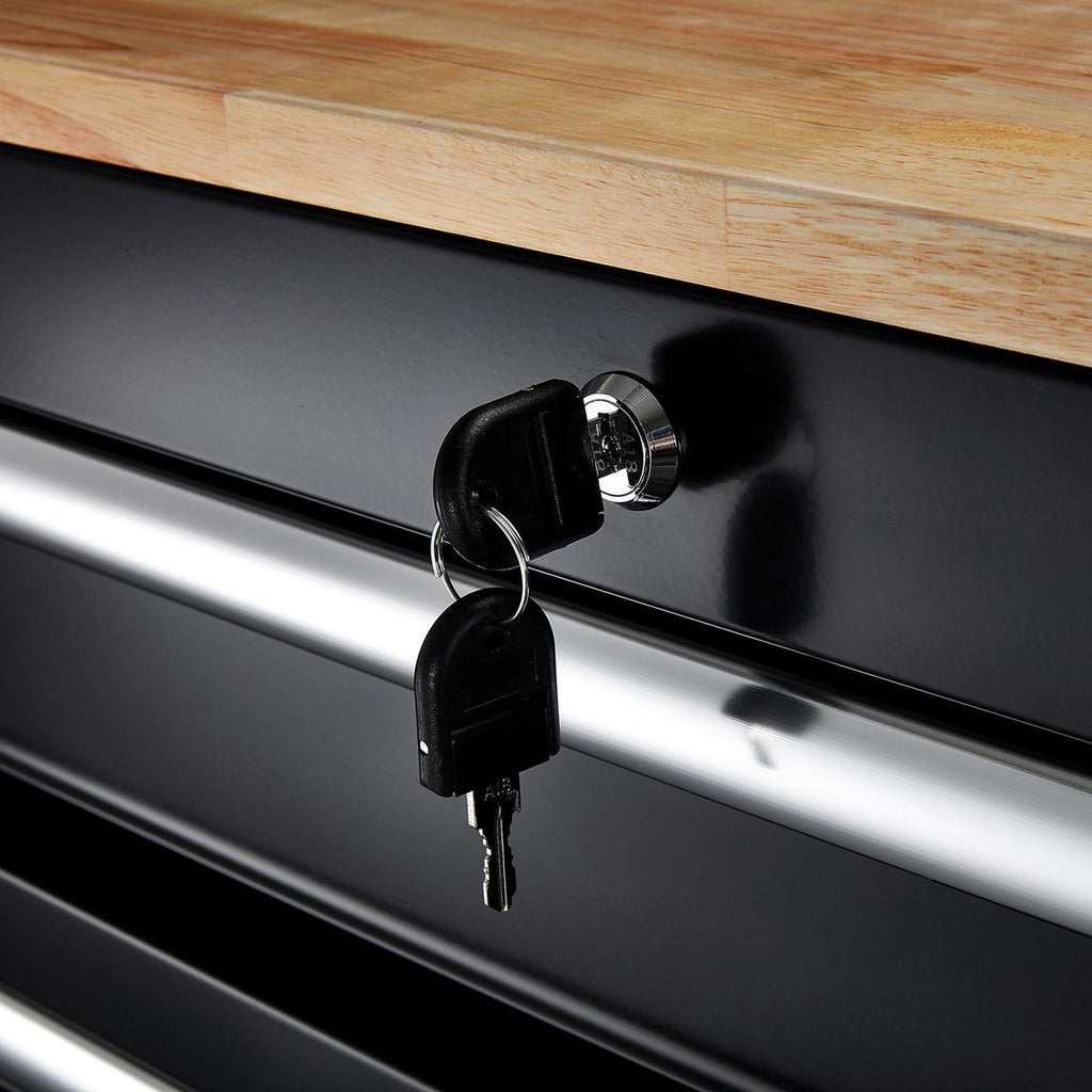 Black 9-Drawer Mobile Storage Cabinet with Solid Wood Top P115717