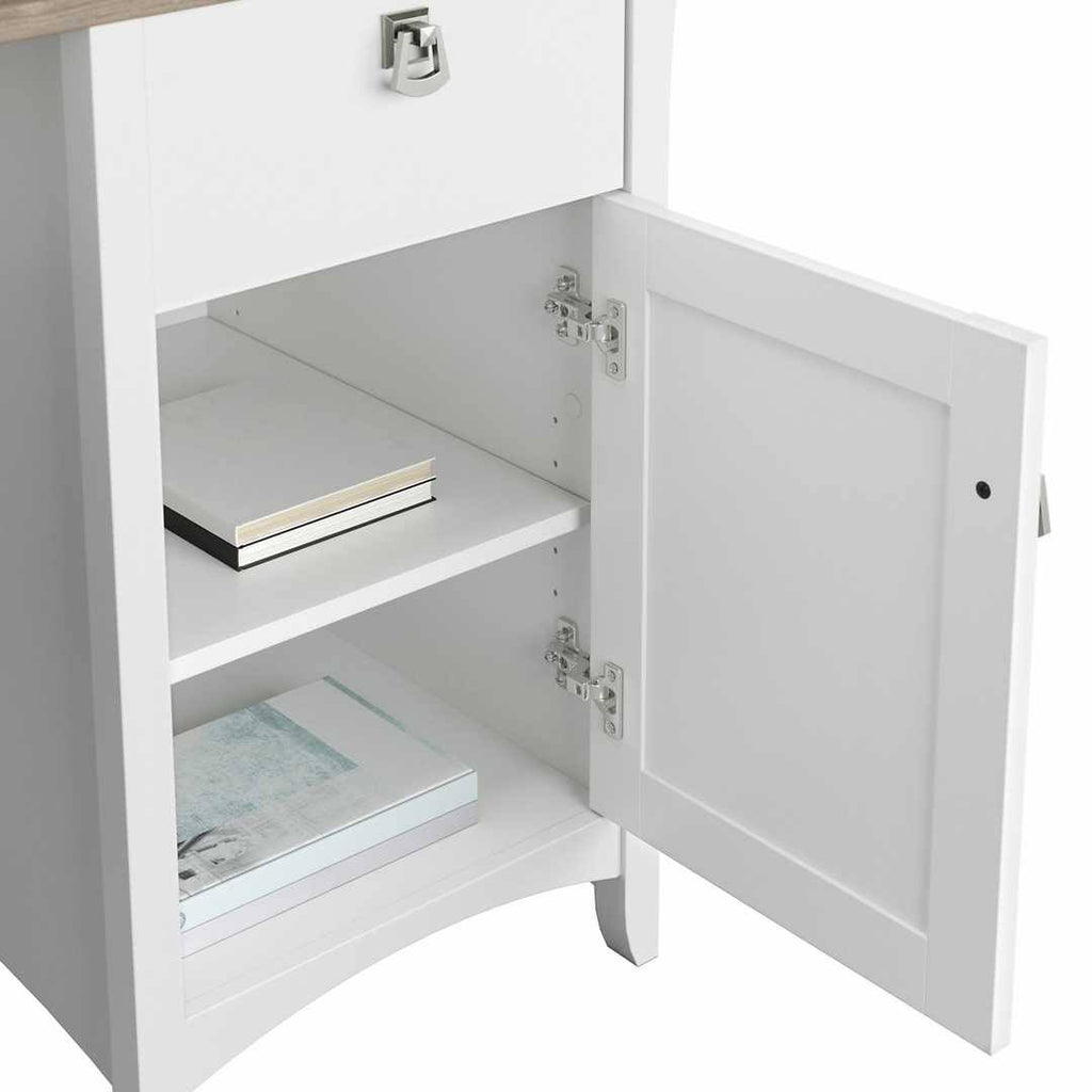 Pure White and Shiplap Gray L Shaped Desk with Hutch A744566