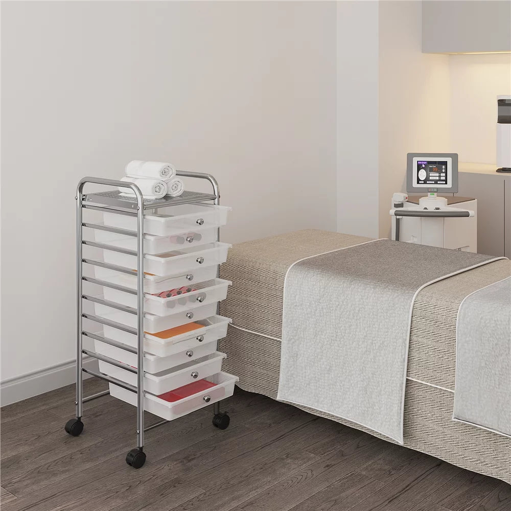 White 10 Drawer Rolling Storage Cart I1907