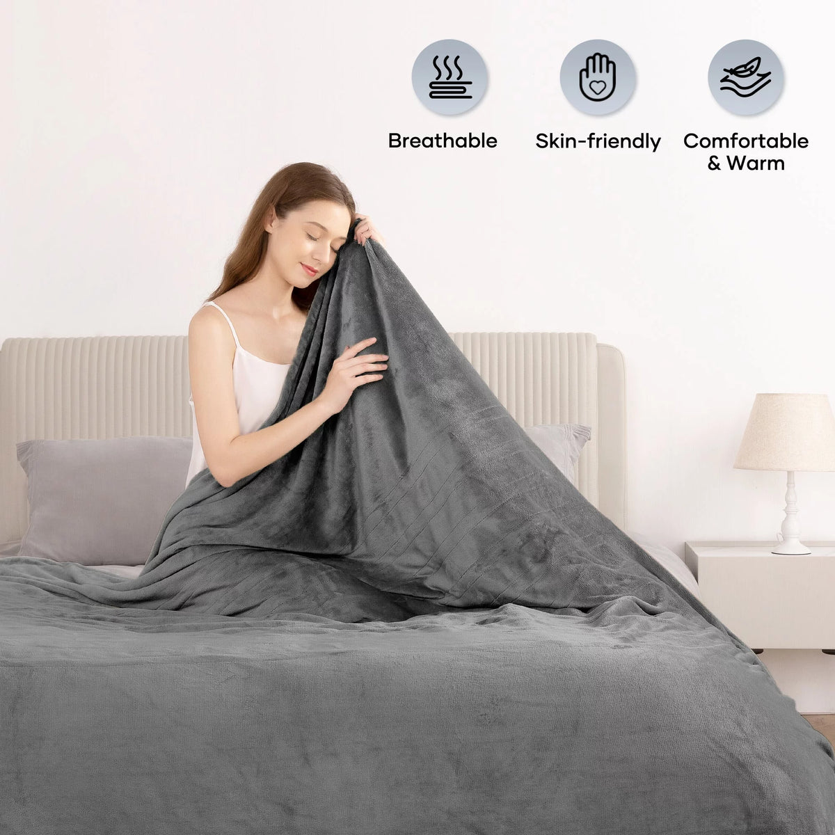 Gray Full Size Electric Blanket A9045