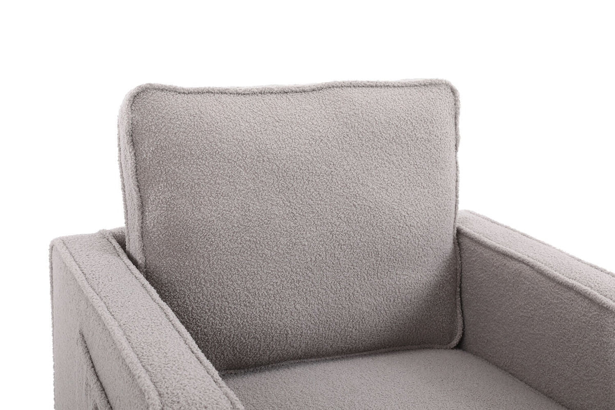 Grey Teddy Fabric Swivel Accent Chair U818