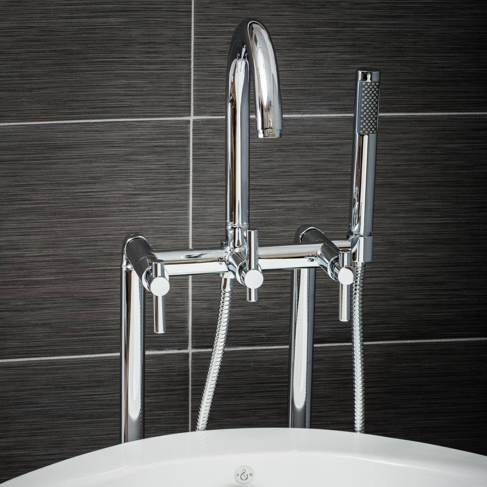 Polished Chrome Floor Mount Tub Filler Faucet P36562