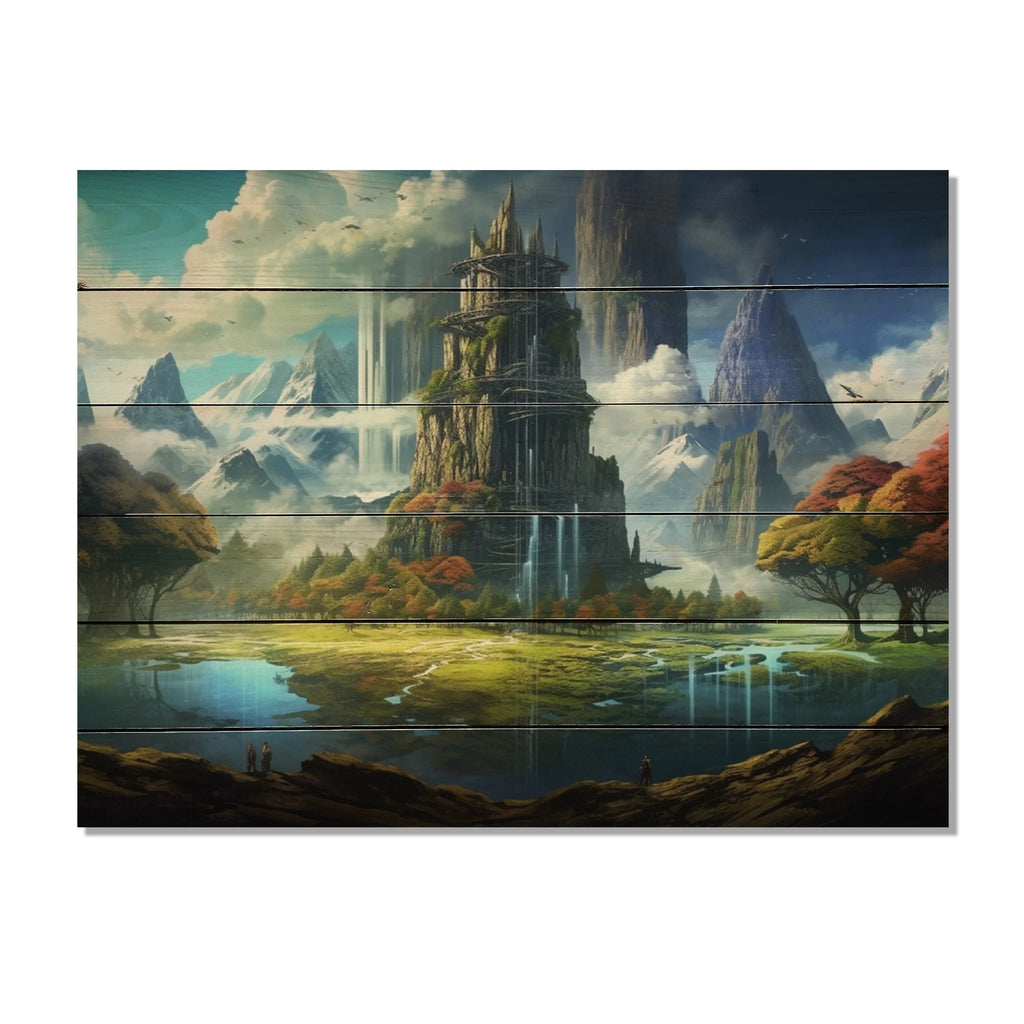 Castles Print on Natural Pine Wood V656588