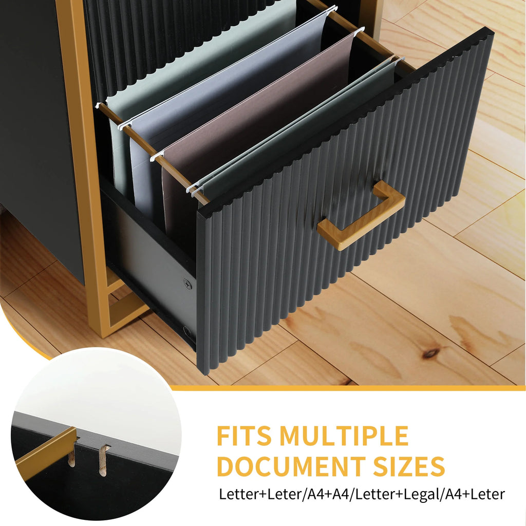 2 Drawer Wood File Cabinet with Metal Legs V16649