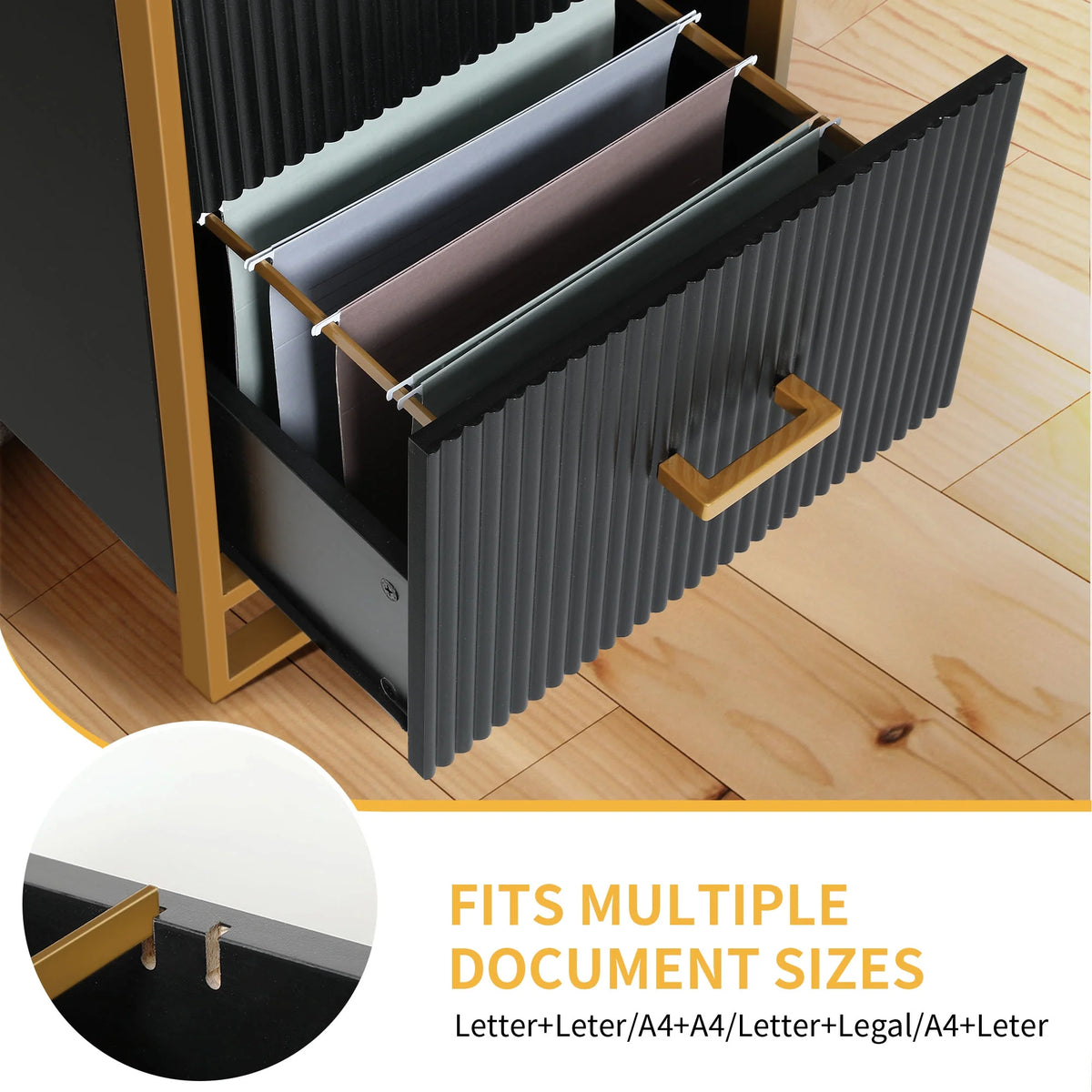 2 Drawer Wood File Cabinet with Metal Legs V16649