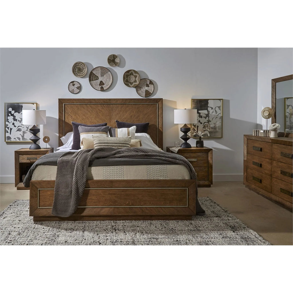 Solid Wood and Veneer Queen Panel Bed B908