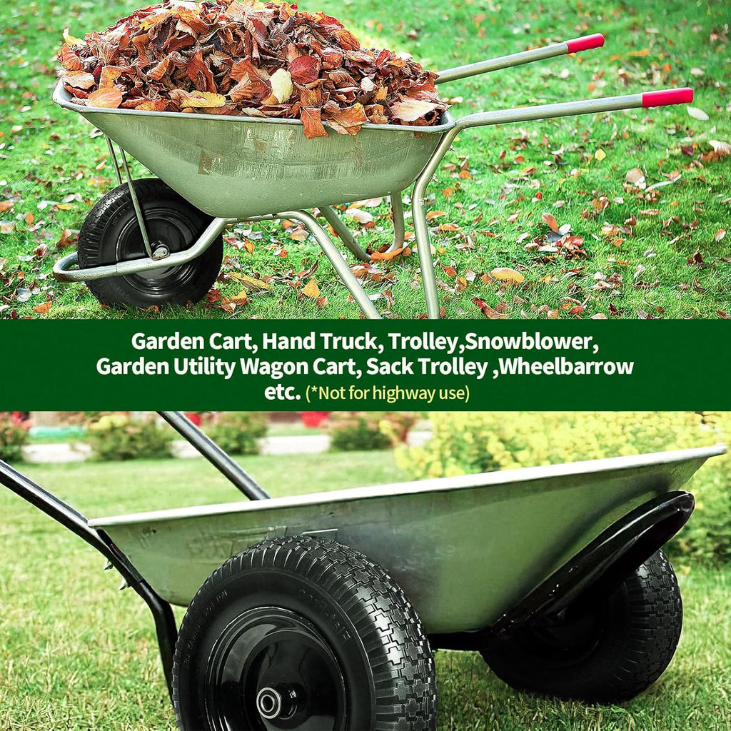 Flat Free Solid Wheelbarrow Tire with 3/4 & 5/8 Wheel Bearing 3" Hub M917