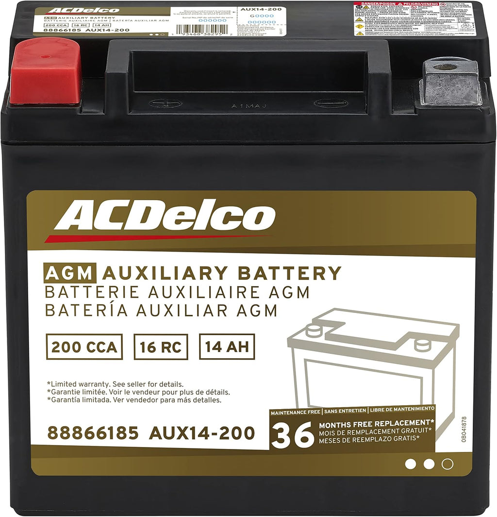 36 Month Warranty Auxiliary AGM 200 CCA Battery J248