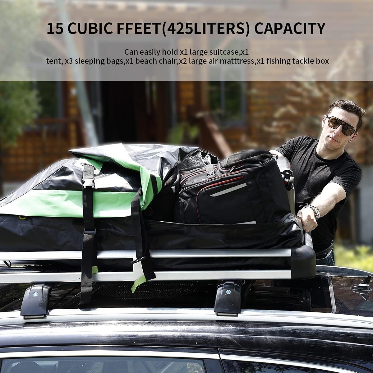 100% Waterproof 15 Cubic Ft Rooftop Cargo Carrier Bag E719