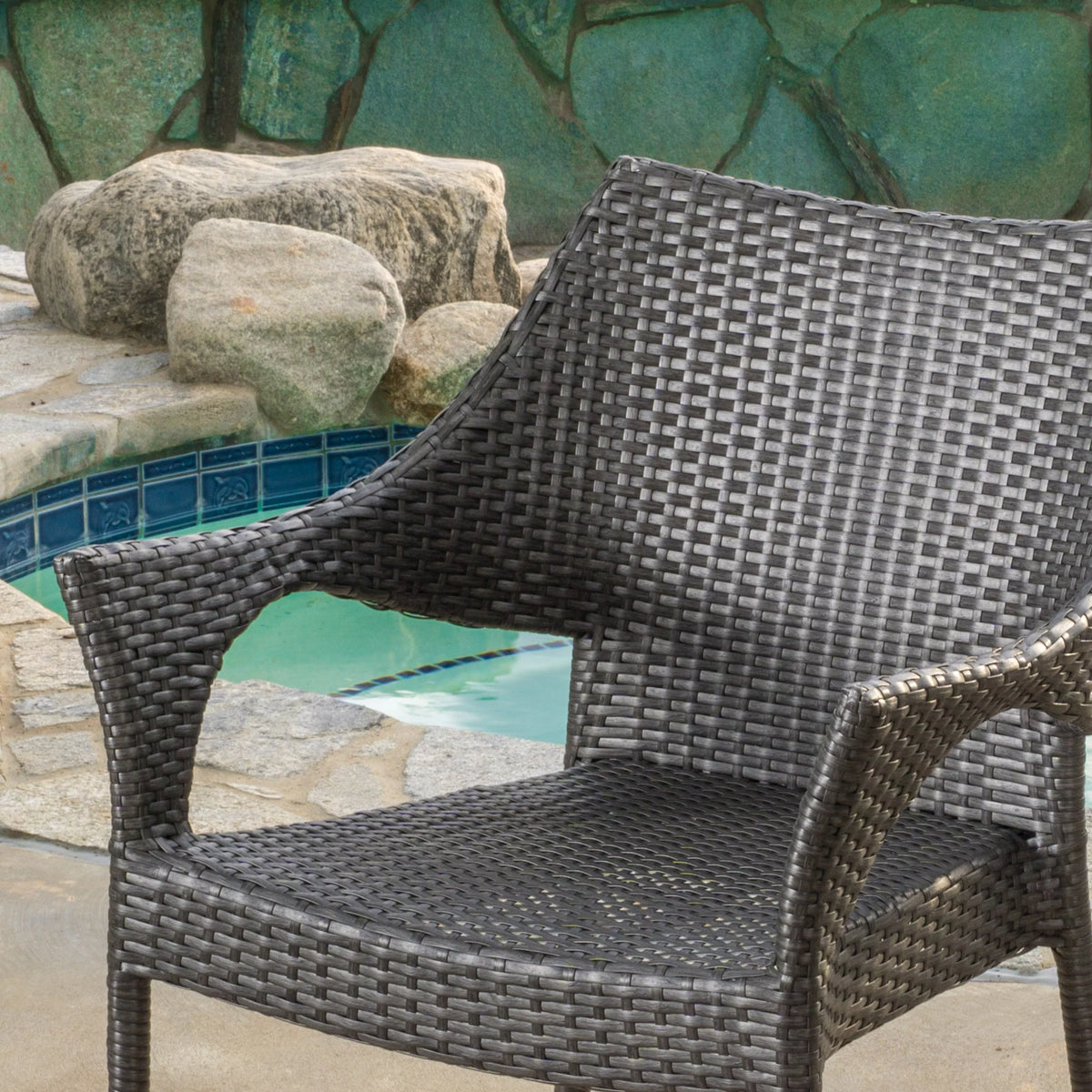 Grey Wicker Stackable Chairs Set of 2 G53692