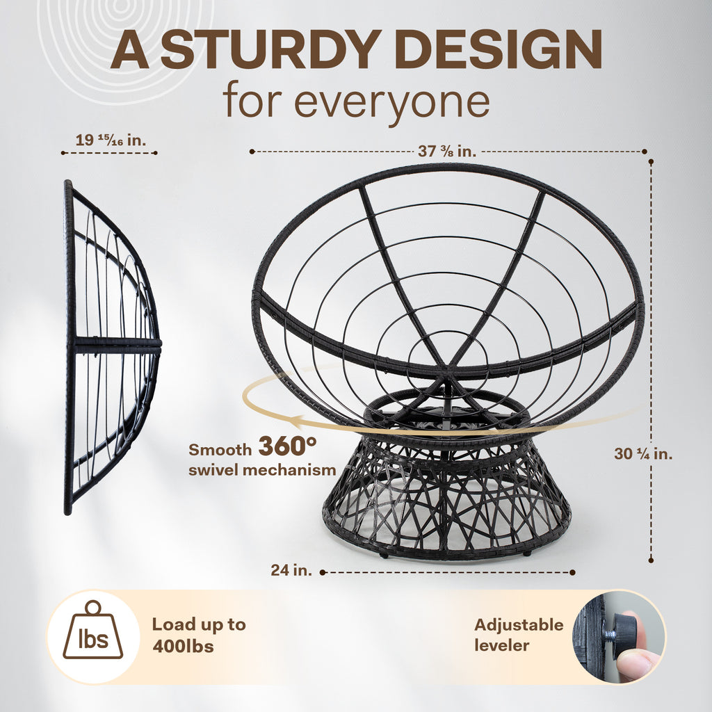 Black Papasan Chair with Steel Frame M8293