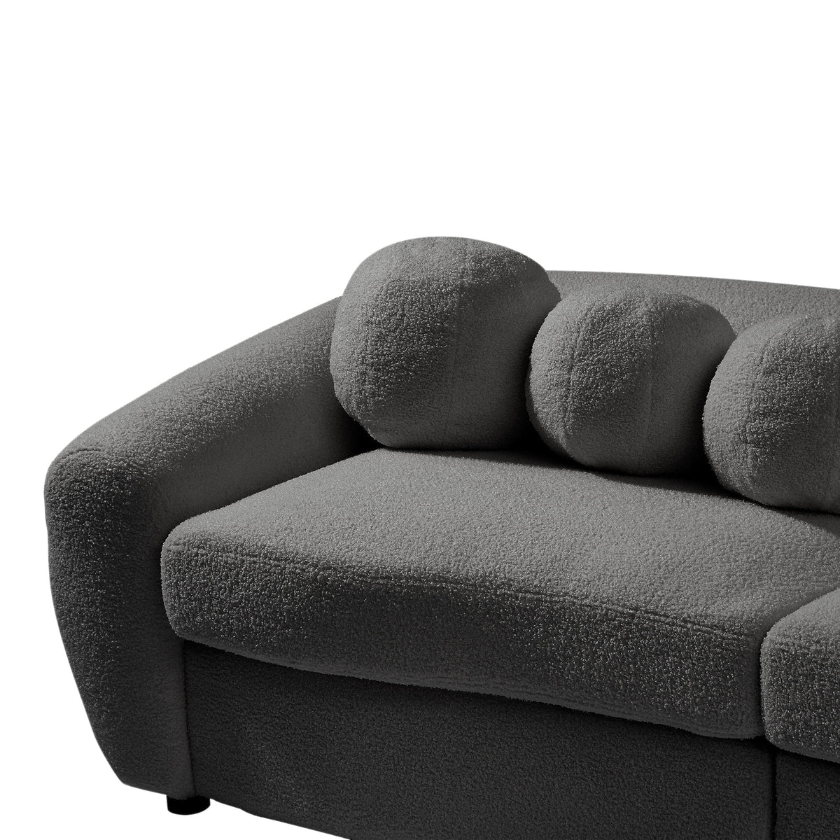 87.7" Gray Teddy Upholstered 3 Seater Sofa with 5 Pillows K188717