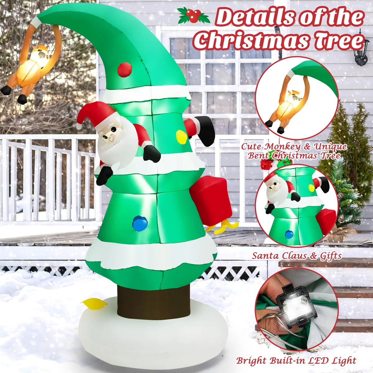 8 FT Inflatable Christmas Tree with Santa Claus A891916