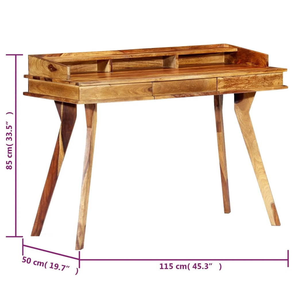Sheesham Wood Writing Desk with 3 Storage Compartments and 1 Drawer E875