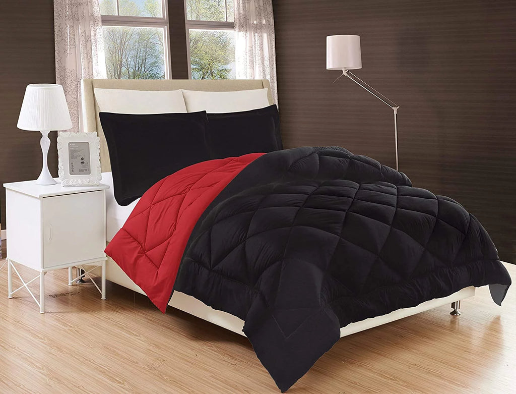 3pc Comforter Set King/Cal King Black/Burgundy I280974