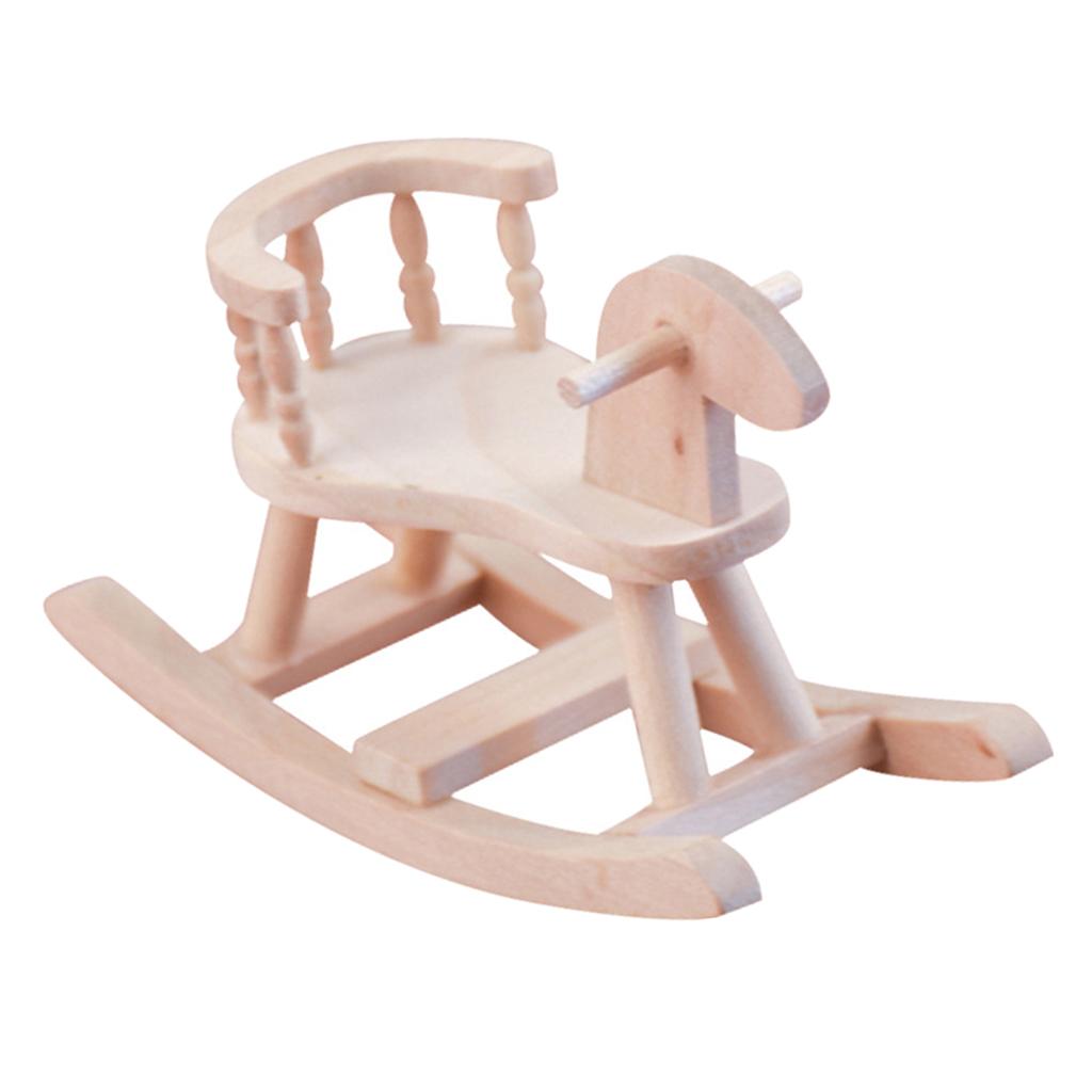 Dollhouse Unpainted Wooden Cockhorse Toy Furniture Model E270130
