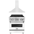 30 in. Dual Fuel Range with White Matte Door & Range Hood Appliance Package J9744