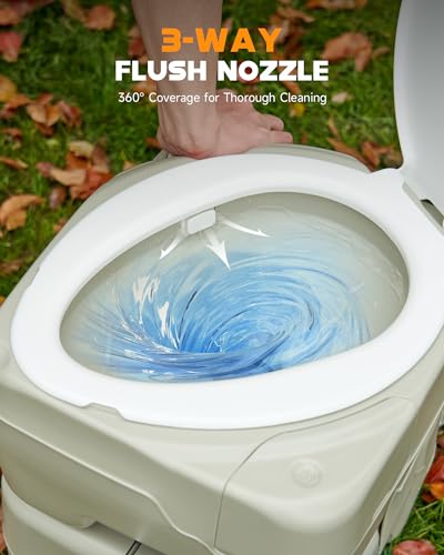Portable Toilet, 5.3 gal. HDPE Camping Toilet with Built-in Handle J6632