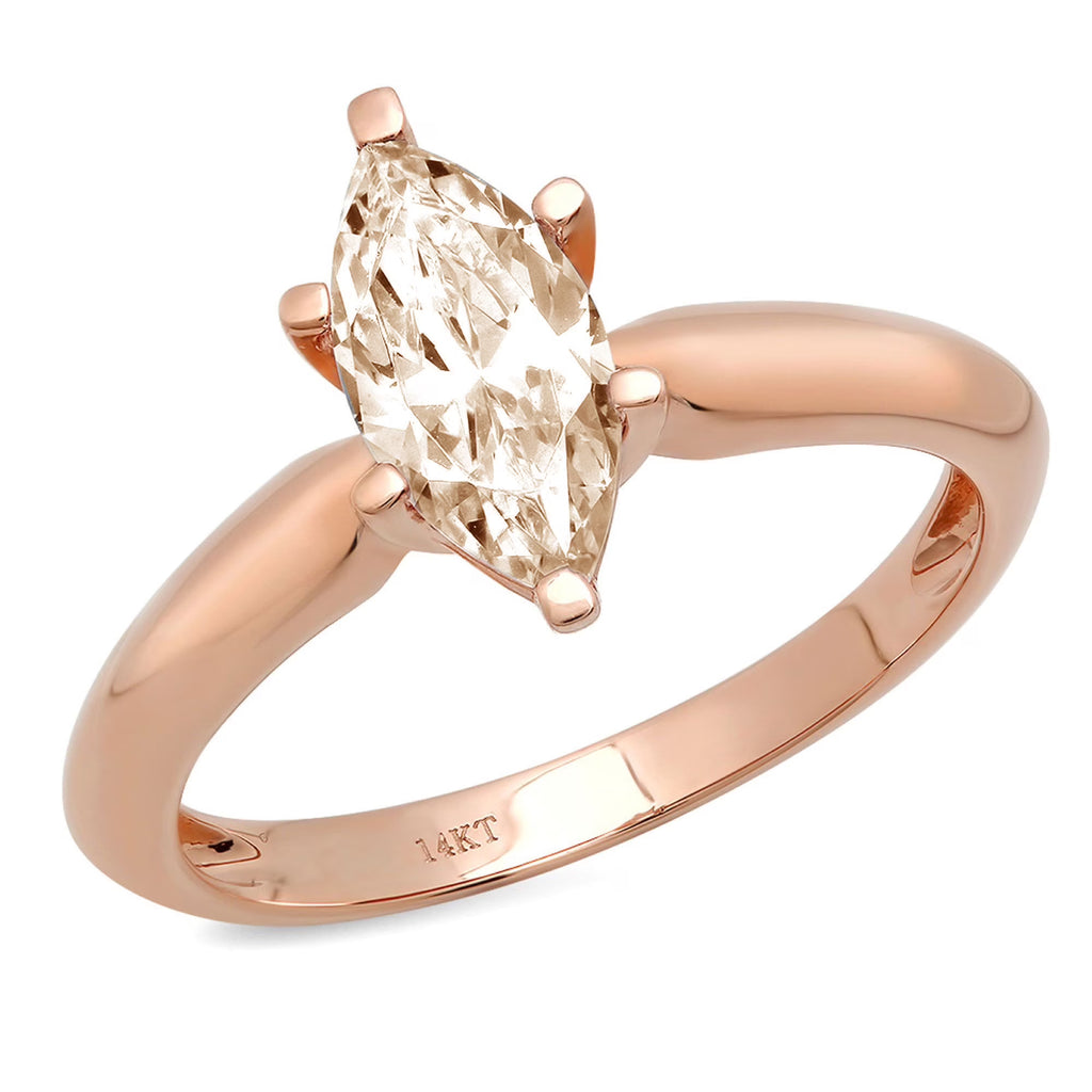 18k Rose Gold Champagne Simulated Diamond Ring K4771