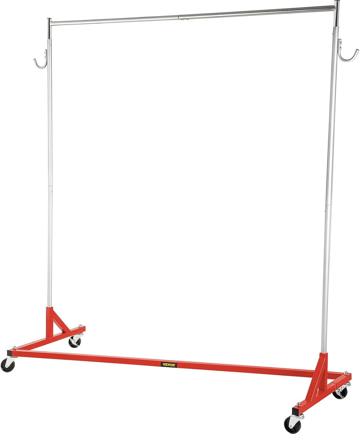 Red Steel Z Base Garment Rack with Lockable Casters W800839