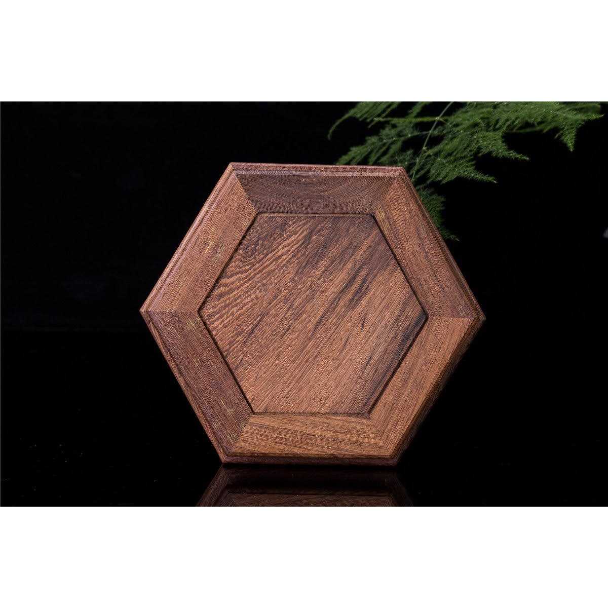 Hand Craft Hexagon Rosewood Fishbowl Vase Stand S14905