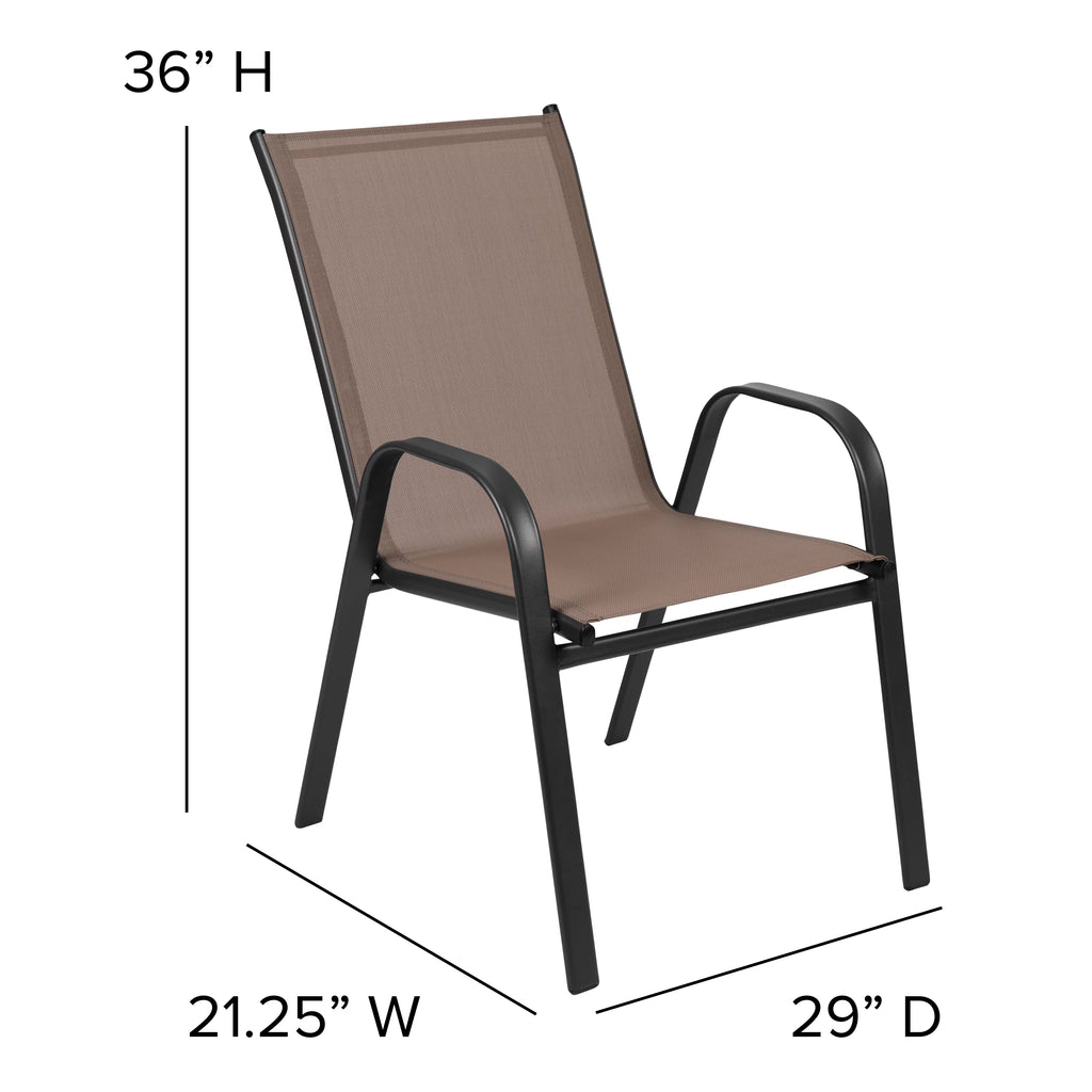 5 Piece Outdoor Patio Dining Set with 4 Brown Stack Chairs L96997
