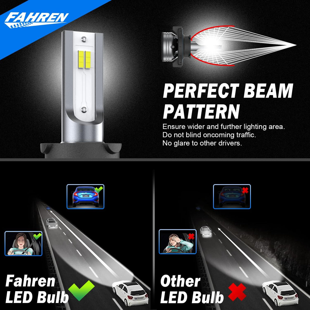 9008/H13 LED Headlight Bulbs, 70W 14000LM 6500K Cool White, Pack of 2 V388