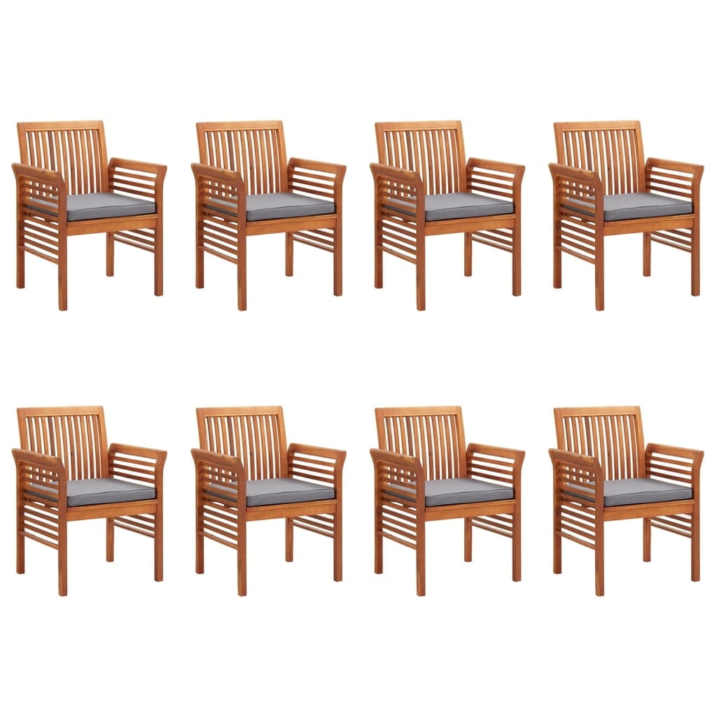8 pcs Solid Wood Acacia Patio Dining Chairs with Cushions E144