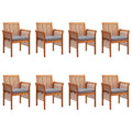 8 pcs Solid Wood Acacia Patio Dining Chairs with Cushions E144