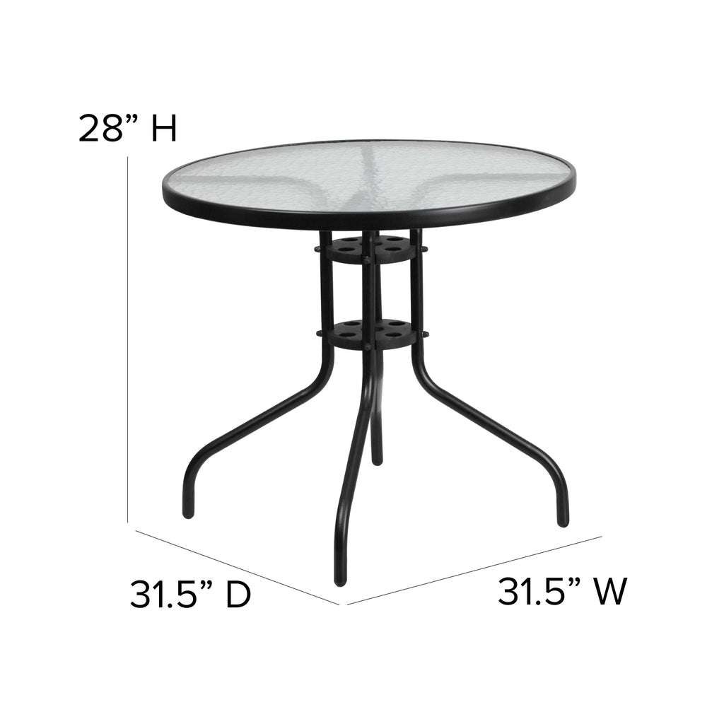 5 Piece Outdoor Patio Dining Set with 4 Brown Stack Chairs L96997
