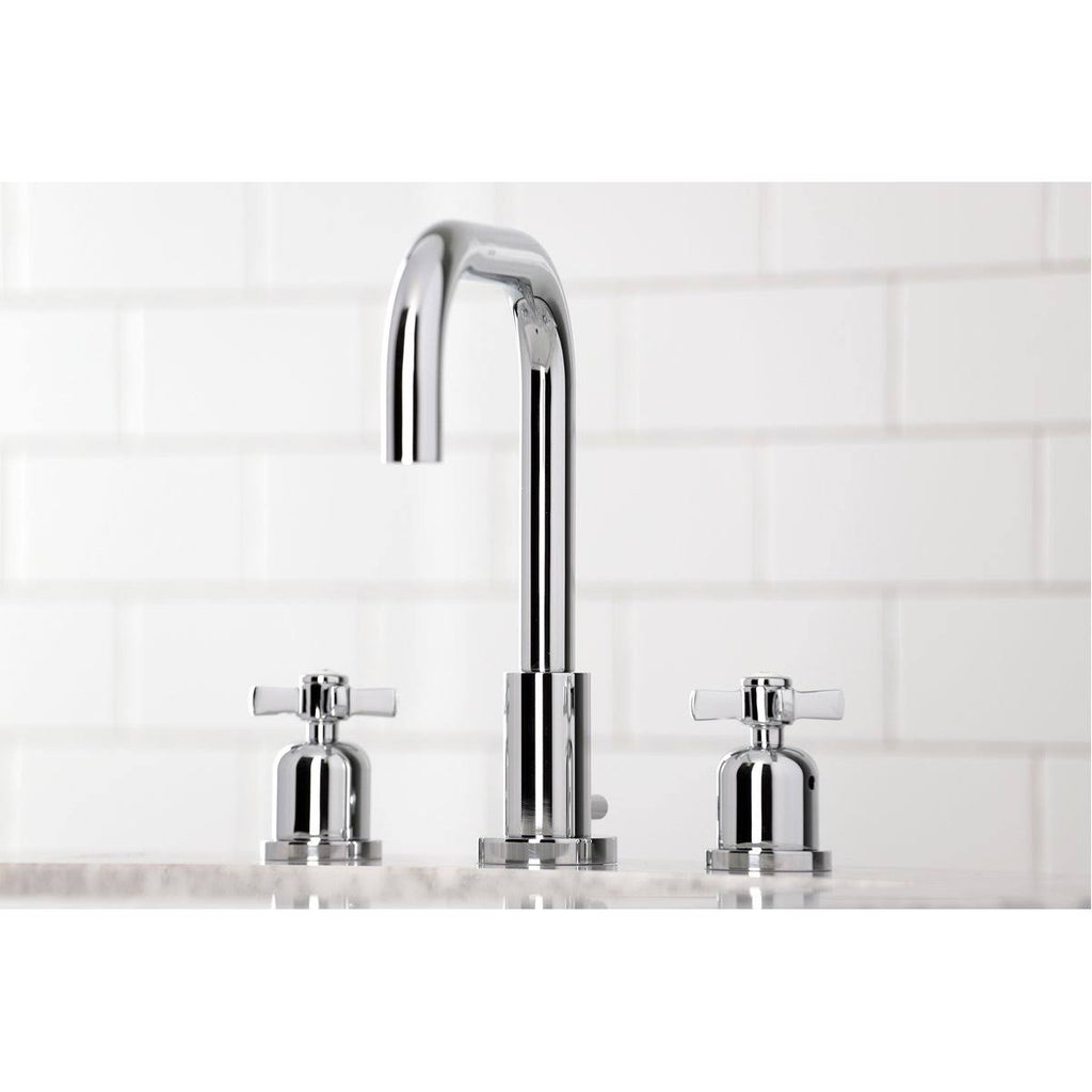 Matte Black Widespread Bathroom Faucet with Brass Pop-Up X7850