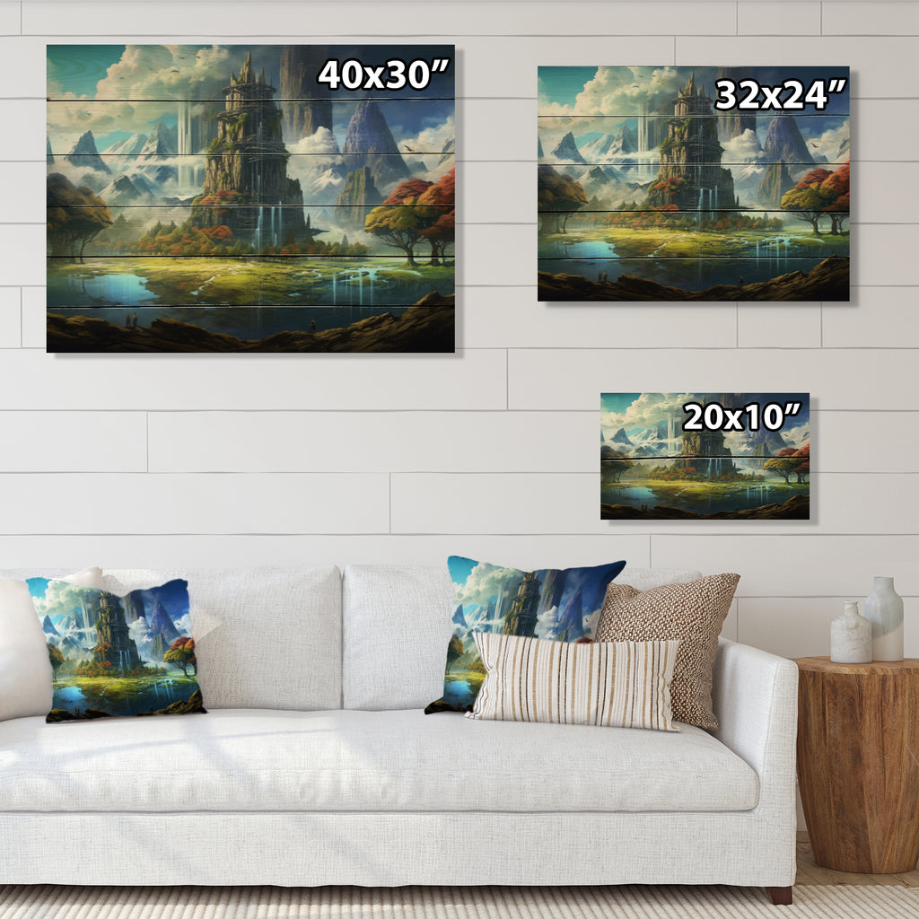 Castles Print on Natural Pine Wood V656588